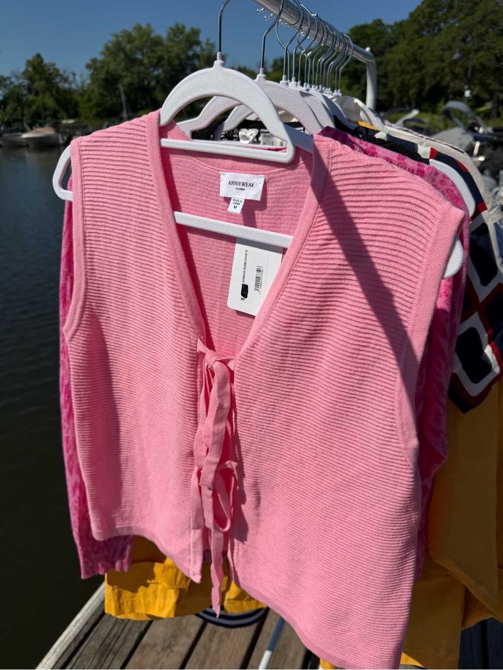 Anniewear Pink Tie Front Sweater Vest Bubblegum Knit Size M NWT